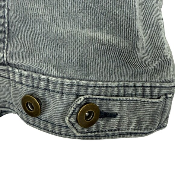 Prana Corduroy Jacket Womens Large Gray Trucker Stretch Casual Organic Cotton - Picture 9 of 10